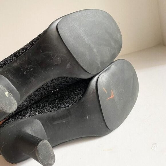 Vintage Y2k Barneys New York Co-op Beaded Black Square Toe Heels 9 Wide - Picture 4 of 10